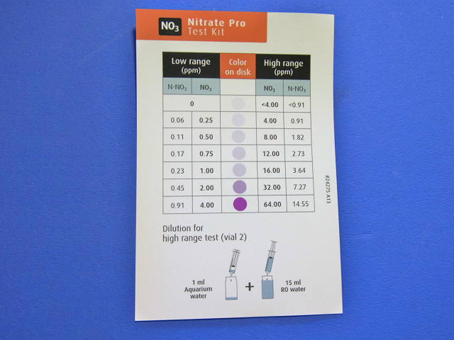 硝酸塩プロテストキットの説明カード